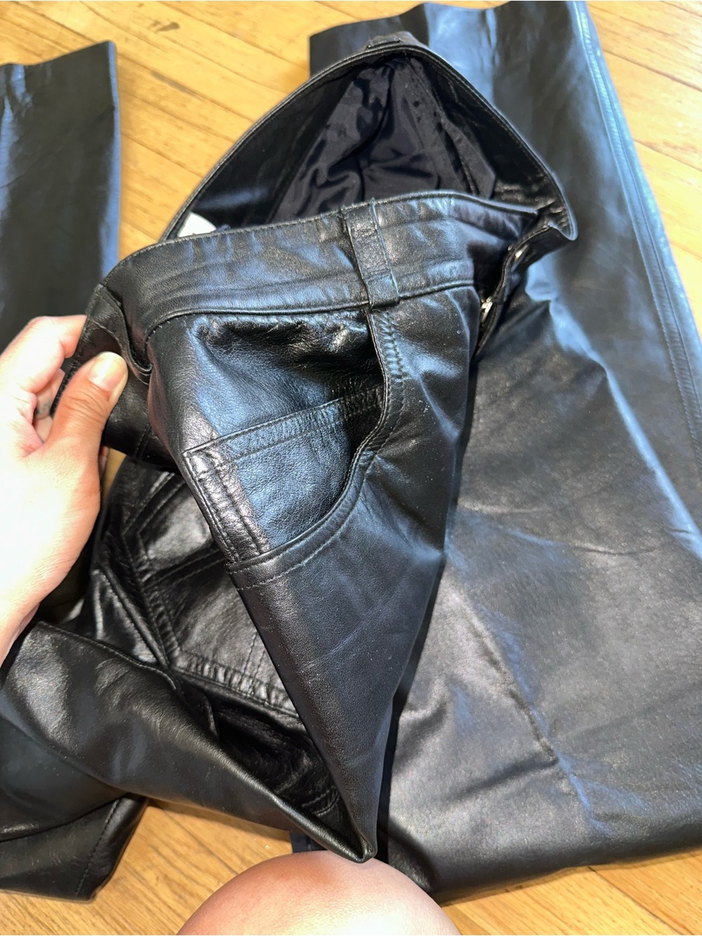 Black Faux Leather High-Rise Straight Leg Pants - Picture 8 of 9